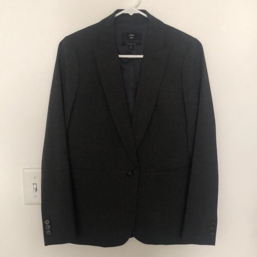 J Crew Parke Blazer Heather Coal Italian Stretch Wool Size 2